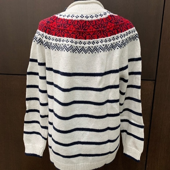 π₯ Landβs End NWT Roll Neck Cream Sweater red & blue 1X - Picture 6 of 11